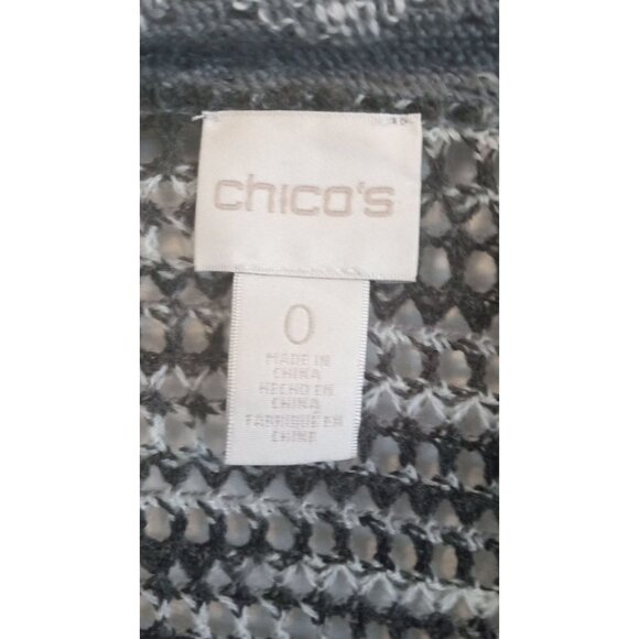 Chico's Wool Blend grey and black heavy knit open front cardigan - Picture 3 of 7